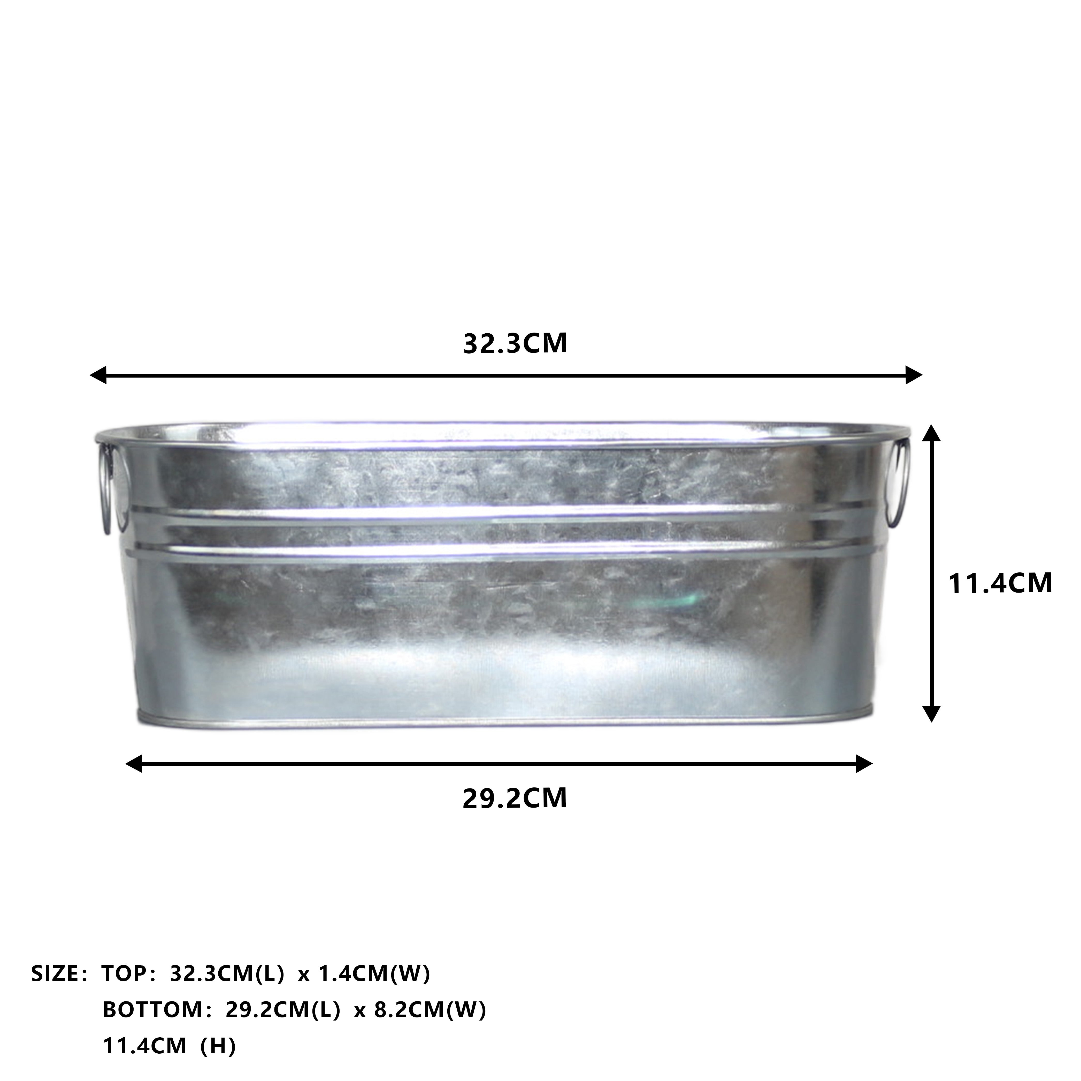 12 in Galvanized Metal Small Oval Planters Tub