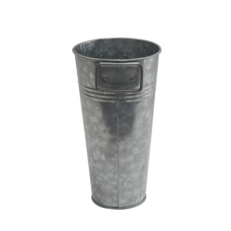 9 in Galvanized Metal Flower Vase with Handels