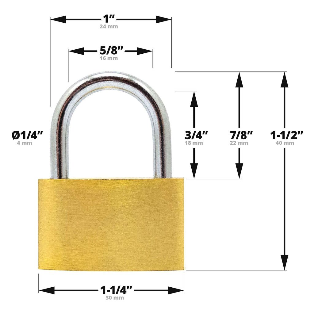 1-1/4" (30mm) Standard Shackle Brass Padlock - 5