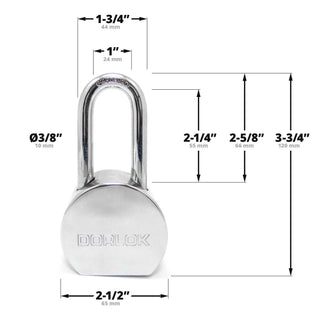 2-5/8" (65mm) Long Hardened Shackle Round Steel Padlock with 3 Keys - 5