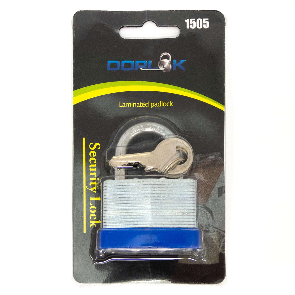1-1/4" (30mm) Standard Shackle Laminated Padlock, Brass Cylinder with 2 Keys - 1