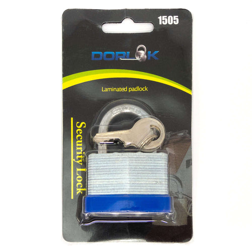 1-1/4" (30mm) Standard Shackle Laminated Padlock, Brass Cylinder with 2 Keys - 1