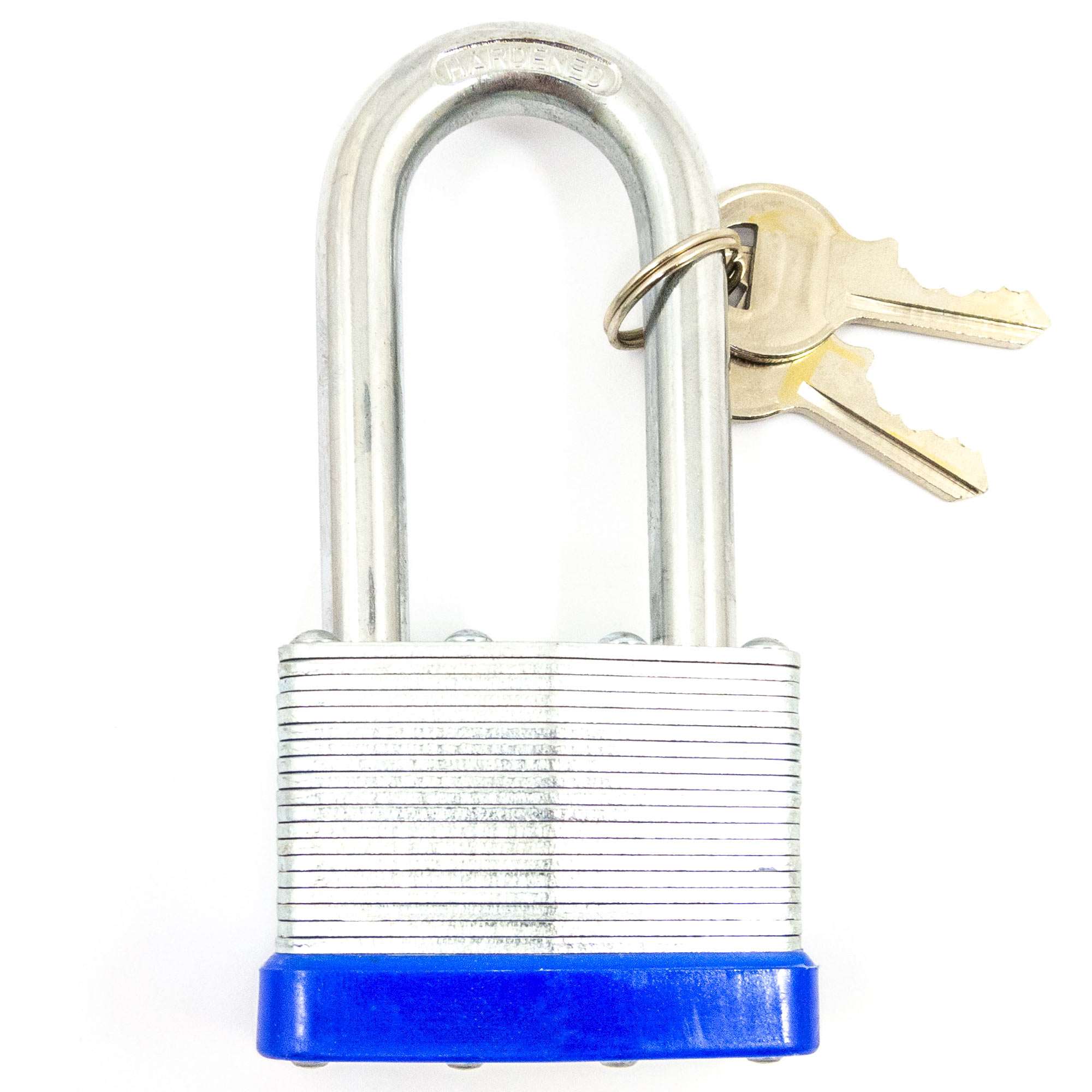 2" (50mm) Long Shackle Laminated Padlock, Brass Cylinder with 2 Keys - 3