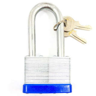 2-5/8" (65mm) Long Shackle Laminated Padlock, Brass Cylinder with 2 Keys - 3
