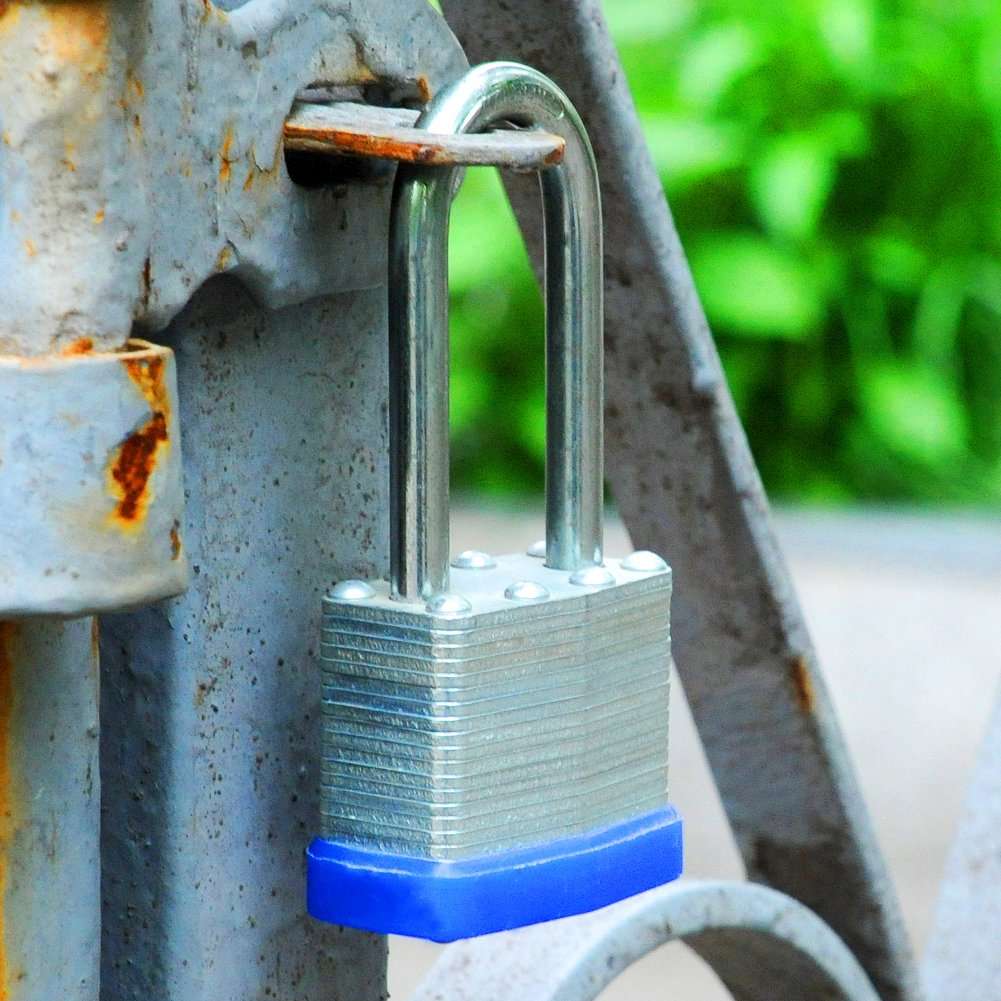 1-3/4" (45mm) Long Shackle Laminated Padlock, Brass Cylinder with 2 Keys - 7