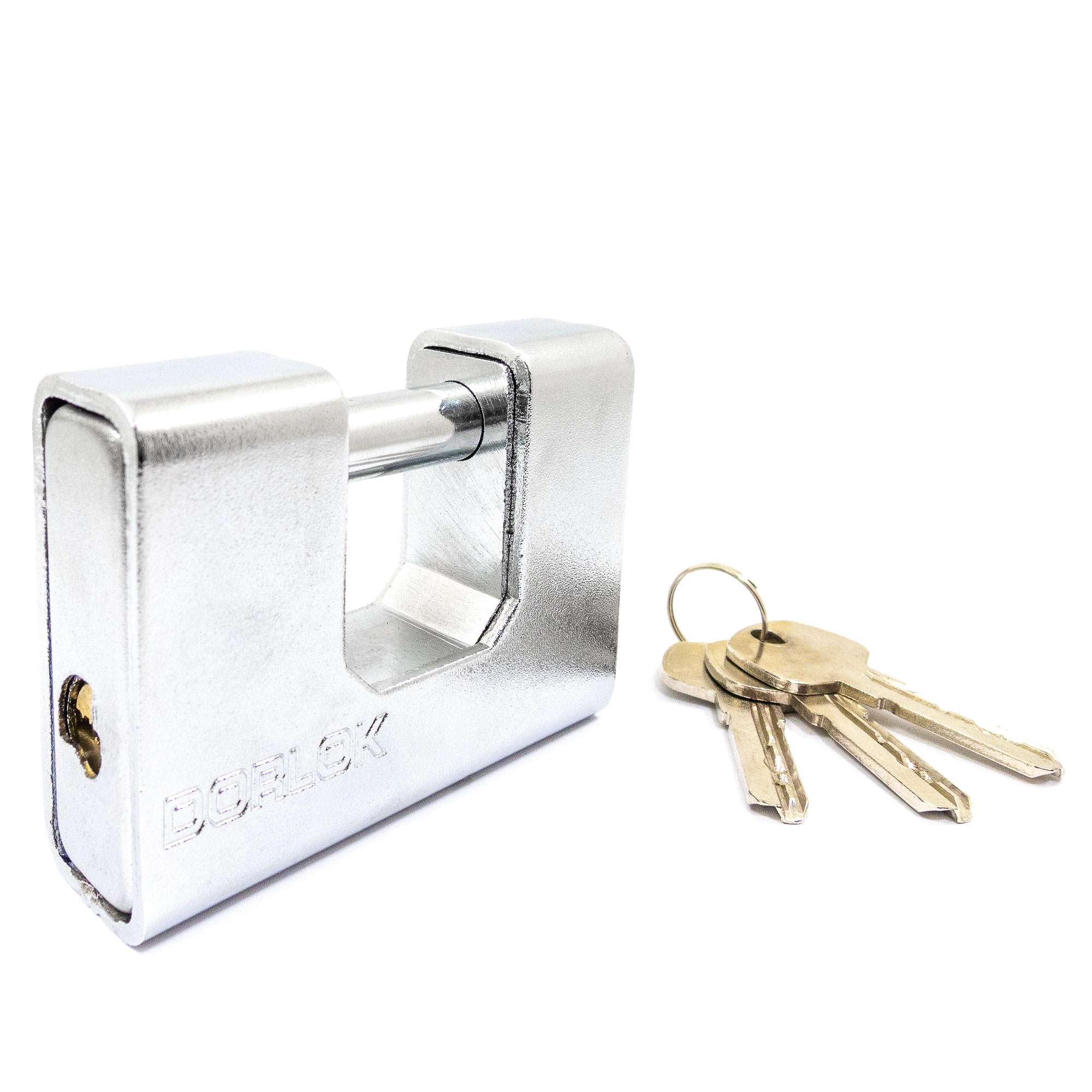 3-3/4" (90mm) Heavy Duty Type Rectangle Steel Armored Iron Padlock with 3 Keys - 2