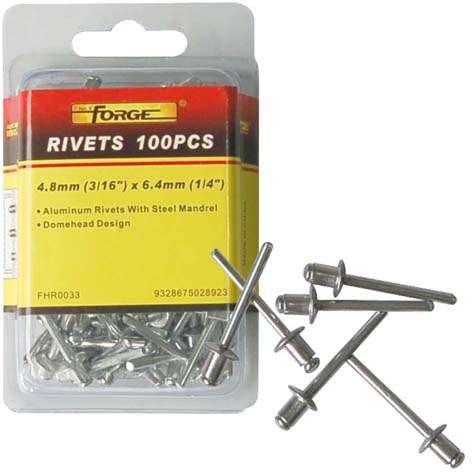 3/16" x 1/4" Aluminum Rivets, 100/Pack