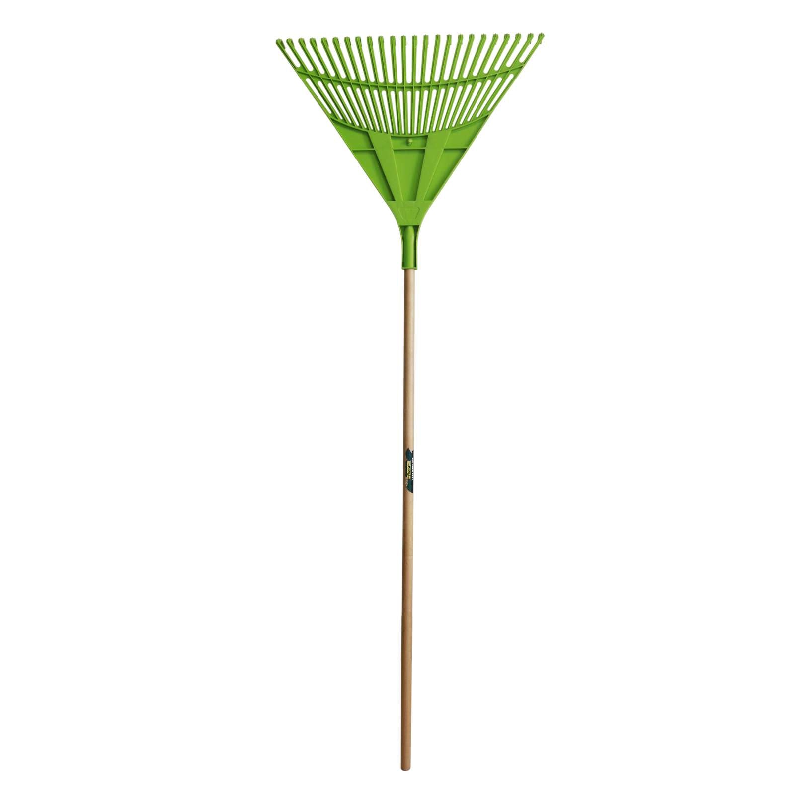 24" Plastic Head Reinforced Tines Leaf Rake with Wood Handle 14G - 1