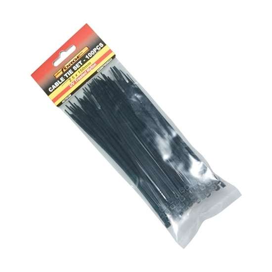 4"L Black Cable Tie, 100/Pack - 2