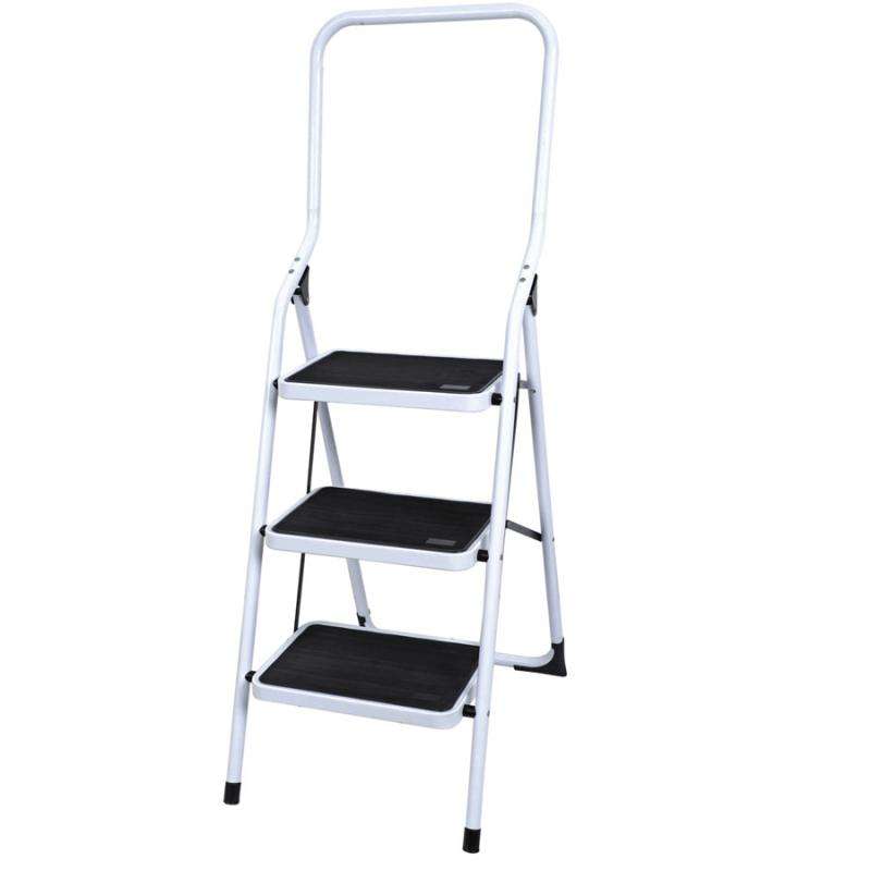220 lb Steel Non-Slip 3-Step Ladder - 1