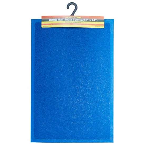 24"L x 16"W Blue PVC Fibre Door Mat - 1