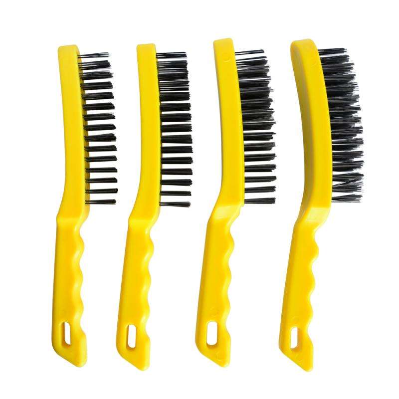 11"L Wire Brush Set with Plastic Handle, 4 Pieces - 2