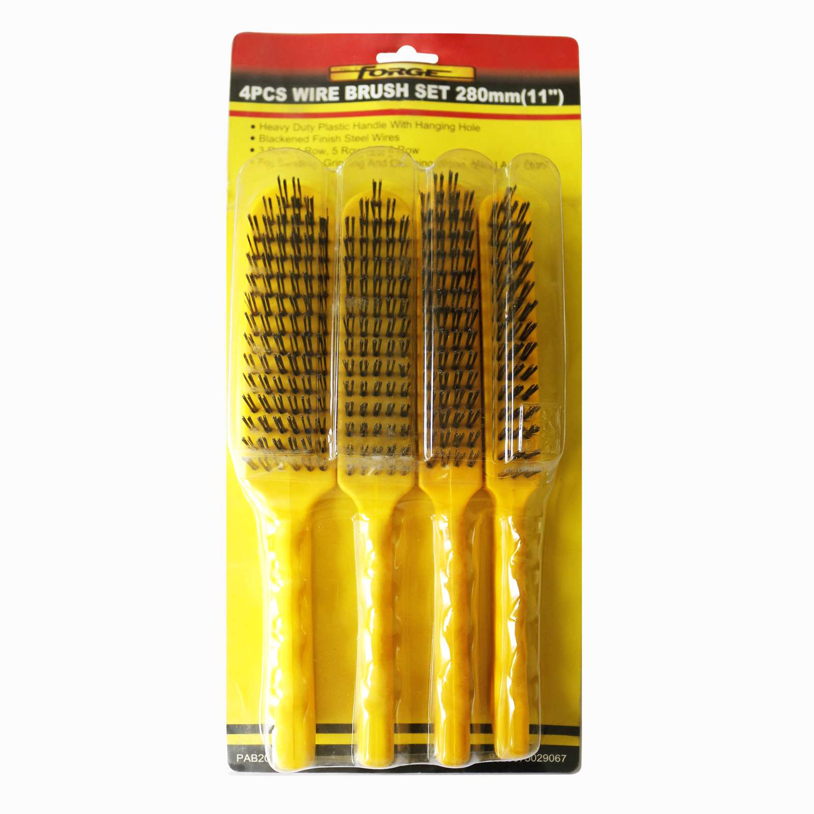 11"L Wire Brush Set with Plastic Handle, 4 Pieces - 4