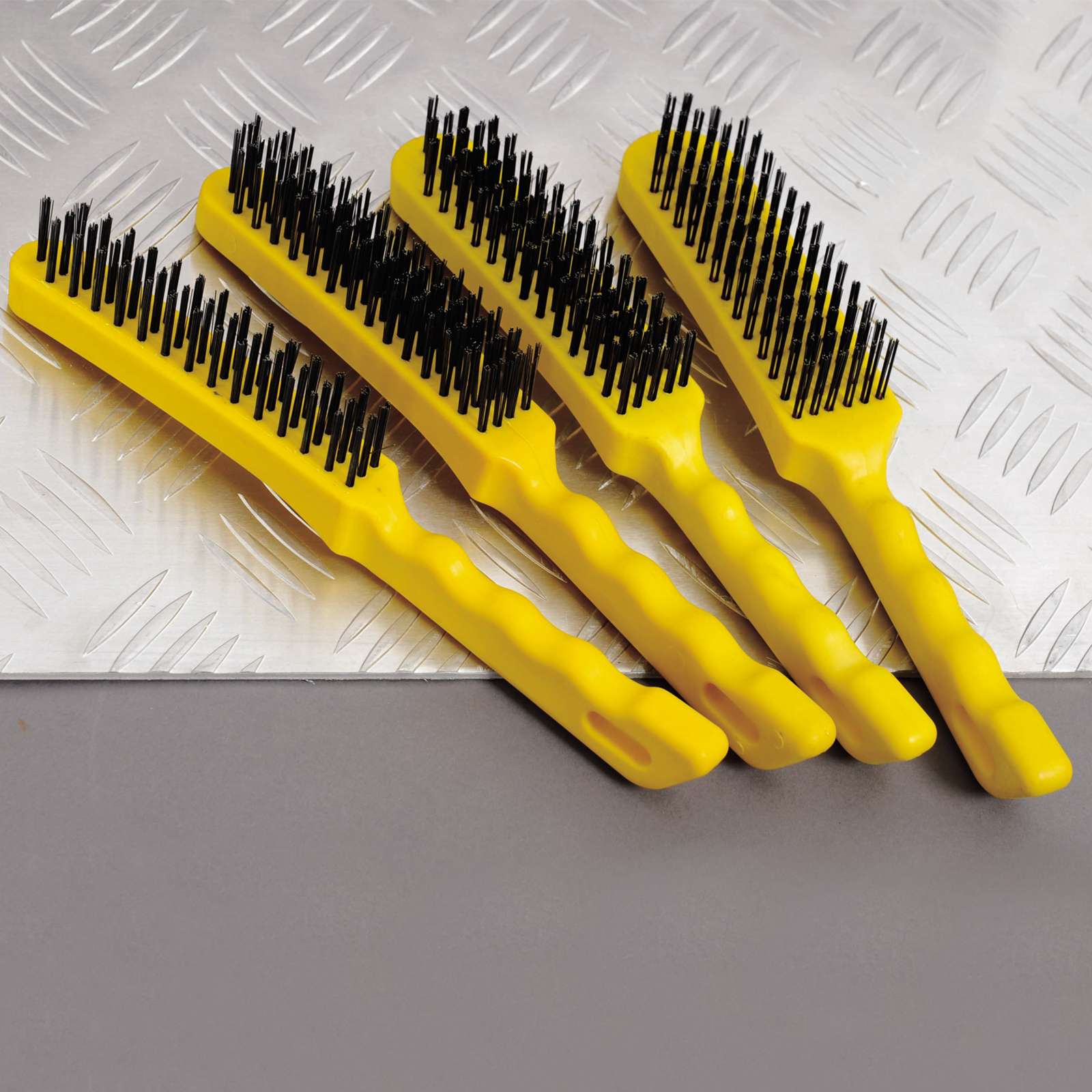 11"L Wire Brush Set with Plastic Handle, 4 Pieces - 5