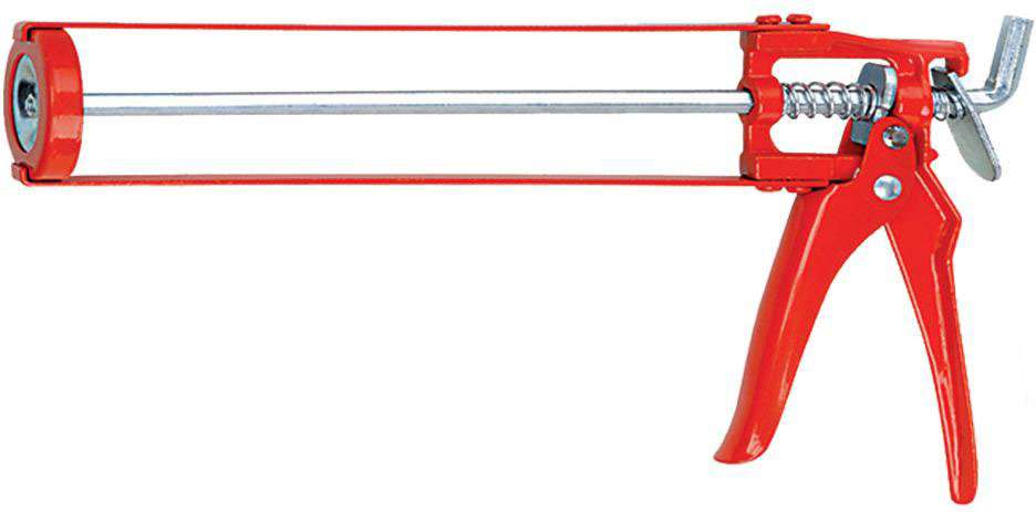 Red Skeleton Caulking Gun with Nozzle Unblock Pin - 1