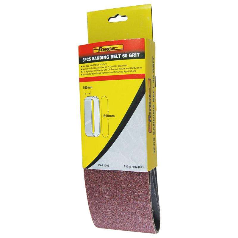 24"L x 4"W 60 Grit Sanding Belts, 3/Pack - 1