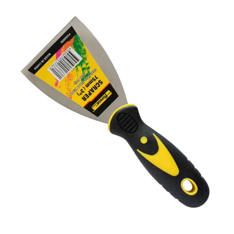 3"W Stainless Steel Paint Scraper with Soft Grip - 1