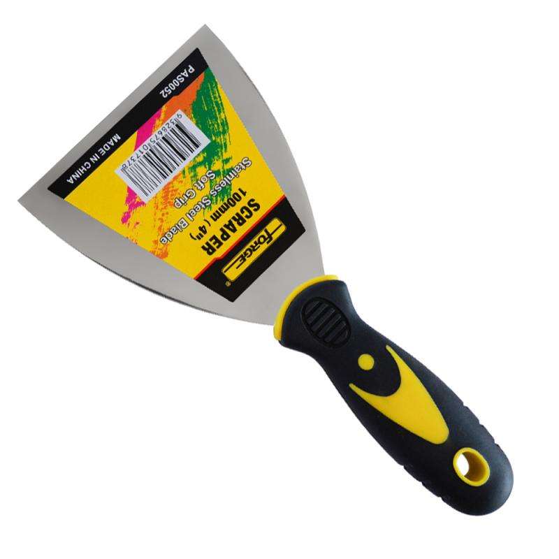 4"W Stainless Steel Paint Scraper with Soft Grip - 1