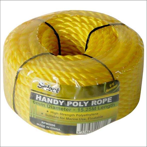 50'L x 1/4"Dia Yellow Polyethylene Mini Coil Rope - 1