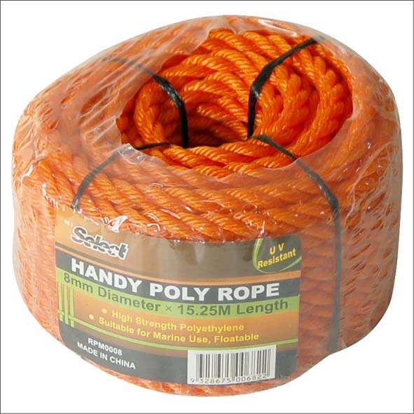 50'L x 5/16"Dia Orange Polyethylene Mini Coil Rope - 1