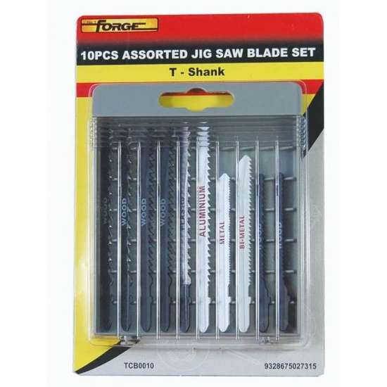 Chrome Vanadium Steel T-Shank Assorted Jig Saw Blade Set, 10 Pieces - 1