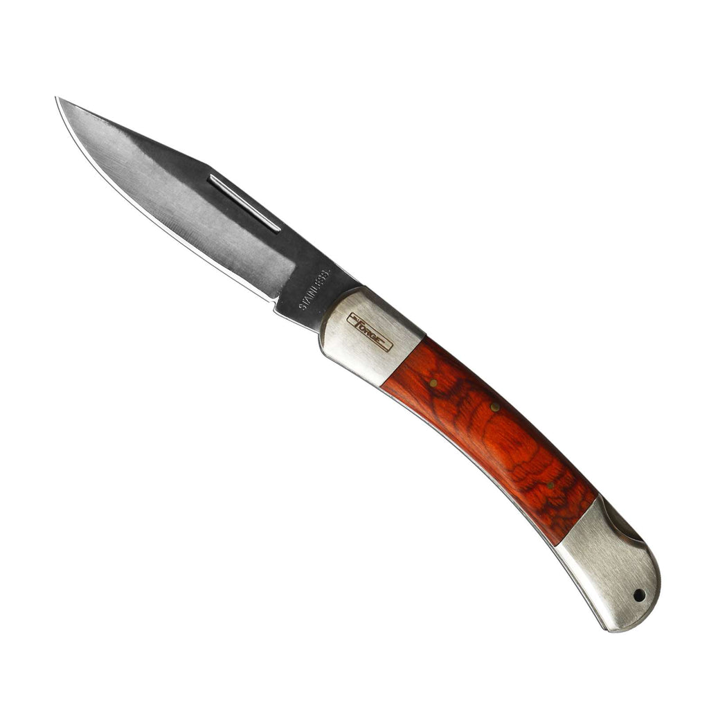 9"L Stainless Steel Pocket Knife with Poly Belt Pouch - 1