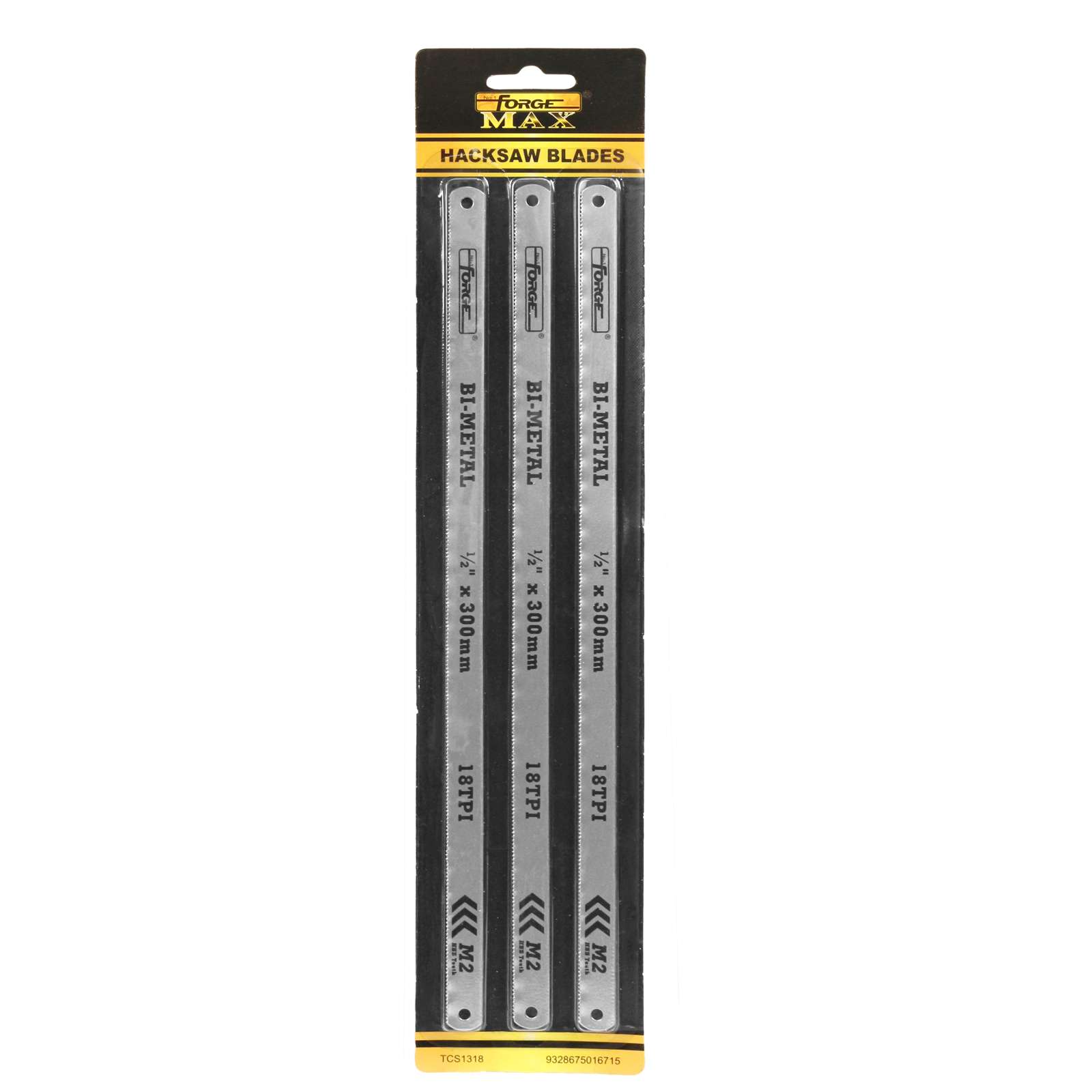 12"L x 18TPI Bi-Metal Hacksaw Blade, 3/Pack - 3