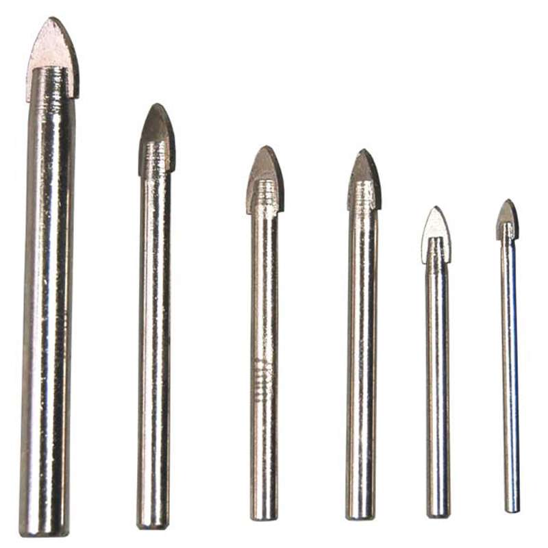 Chrome Plated Steel Glass & Tile Drill Bit Set, 6 Pieces - 1