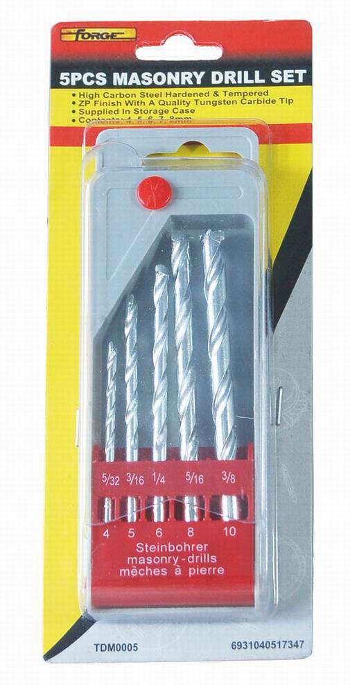 4mm - 10mm Carbon Steel Masonry Drill Bit Set, 5 Pieces