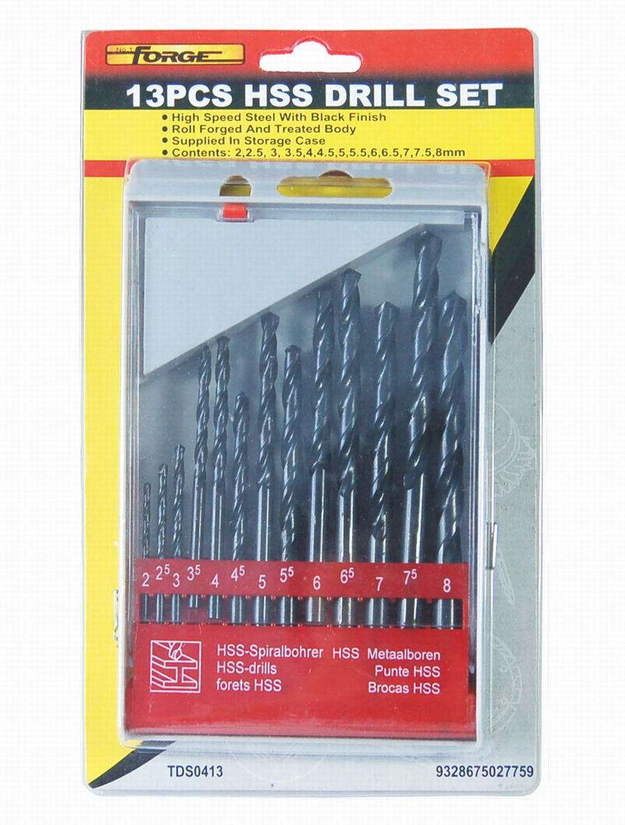 High Speed Steel Drill Bit Set, 13 Pieces