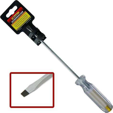 1/8" x 3" Carbon Steel Straight Slotted Screwdriver with Transparent Handle - 1