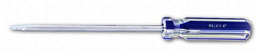 1/5" x 6" Carbon Steel Straight Slotted Screwdriver with Transparent Handle - 1