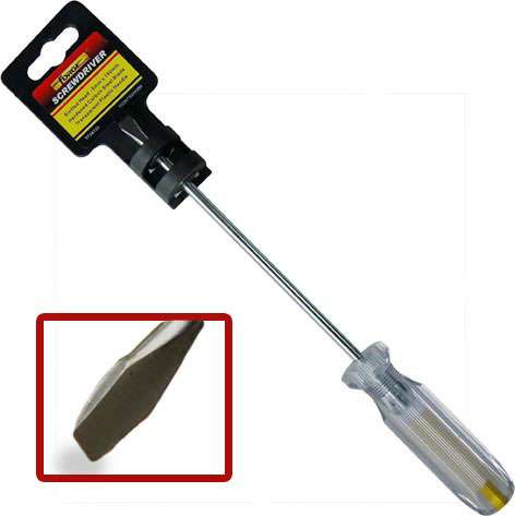 1/4" x 6" Carbon Steel Straight Slotted Screwdriver with Transparent Handle - 1