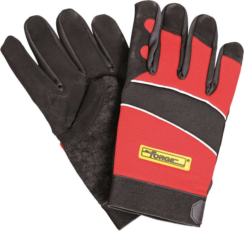 Red Plain Palm & Finger Mechanic Gloves - 1