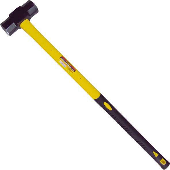 10 lb Drop Forged Steel Head Sledge Hammer with Long Fiberglass Shaft and Rubber Grip - 1