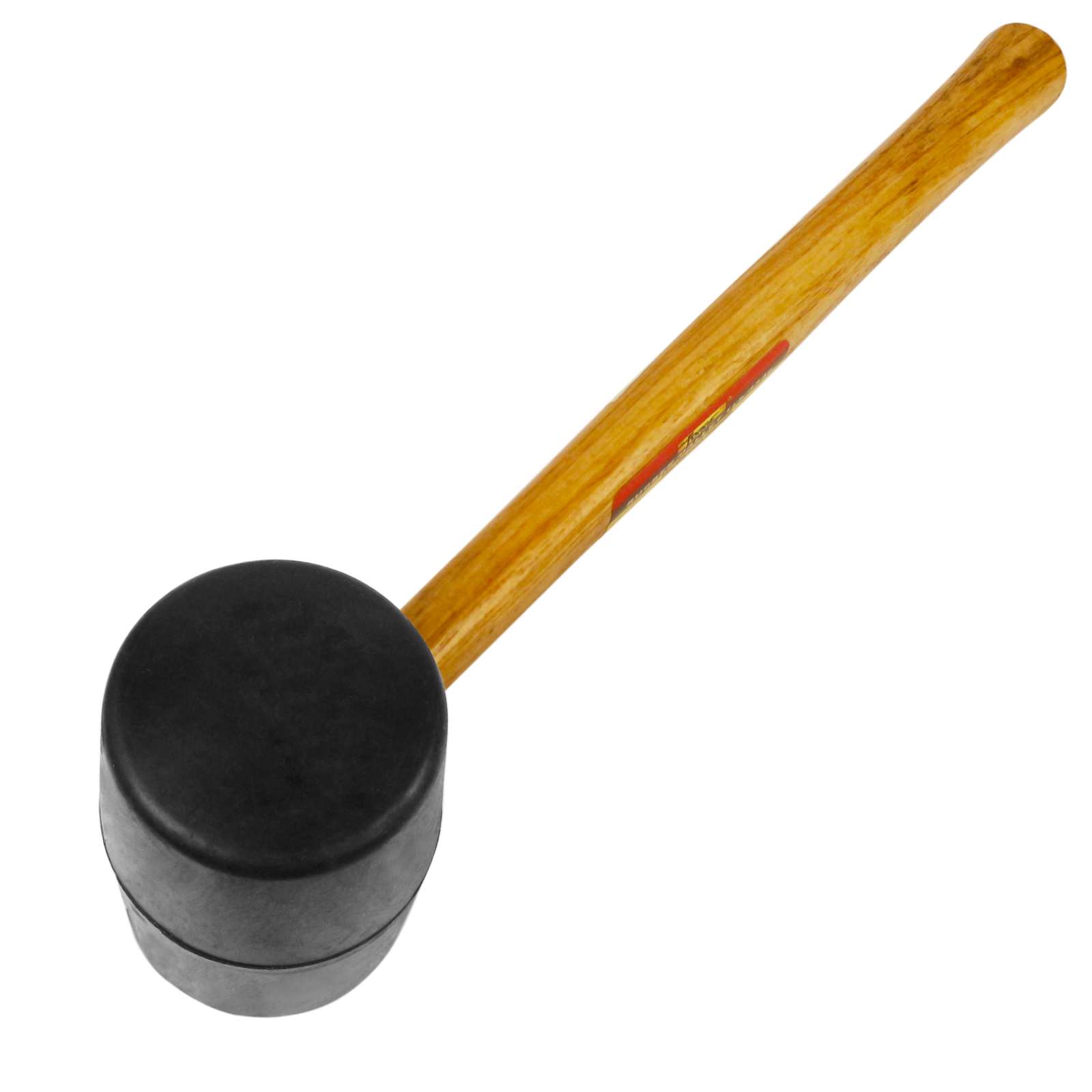 1 lb Solid Black Rubber Head Mallet with Wooden Handle - 3