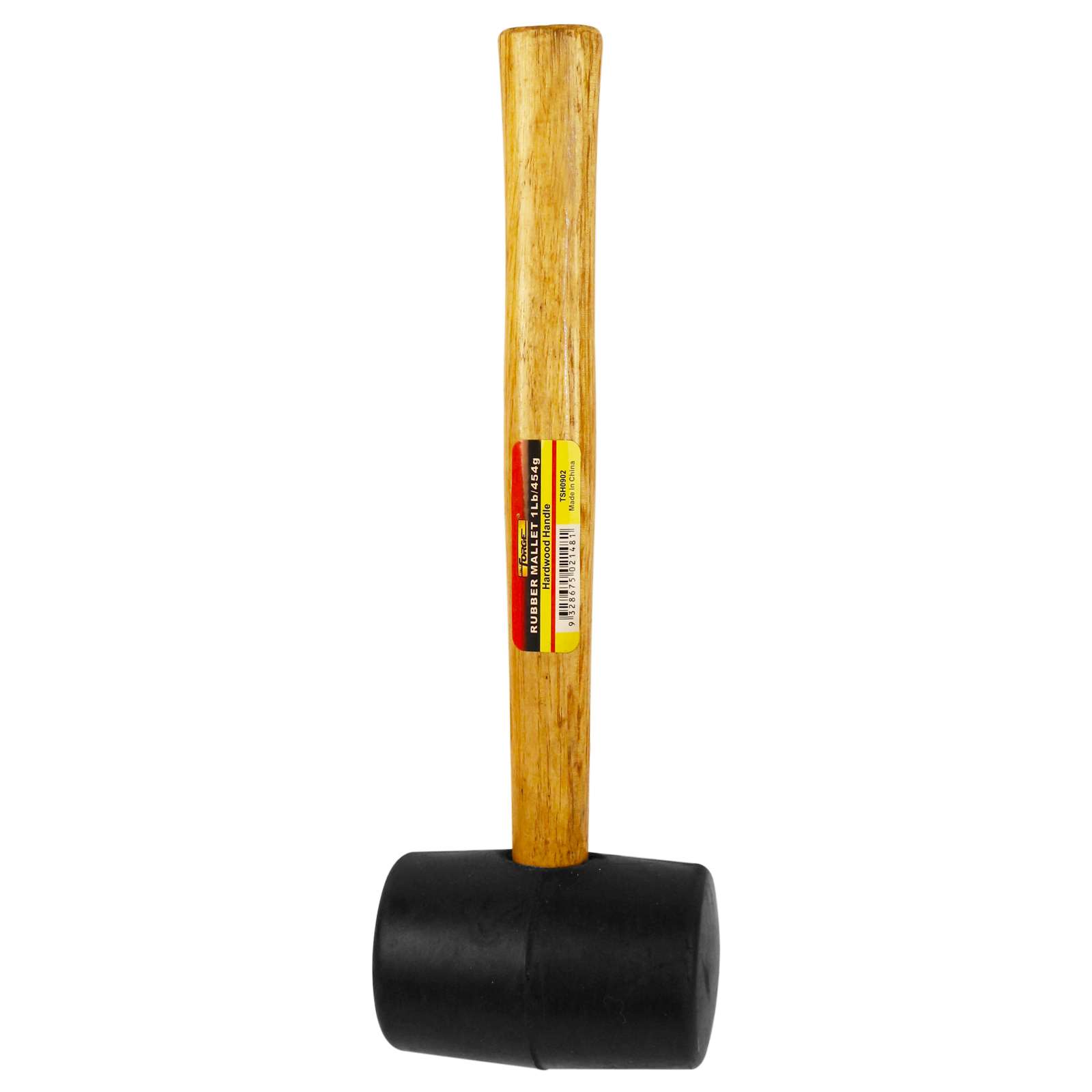 1 lb Solid Black Rubber Head Mallet with Wooden Handle - 4