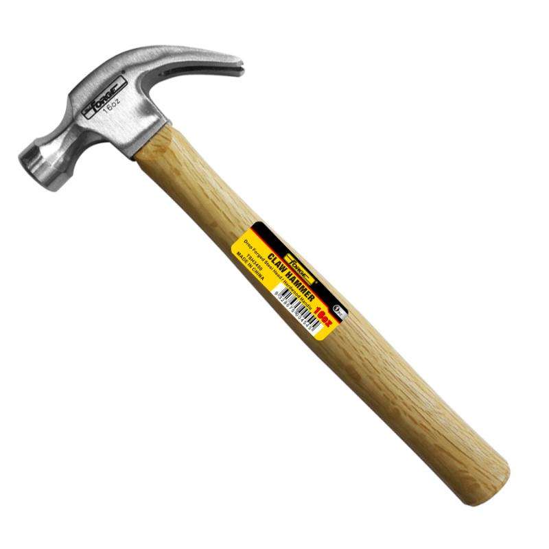 16 oz. Forged Carbon Steel Head Claw Hammer with Wood Handle - 1