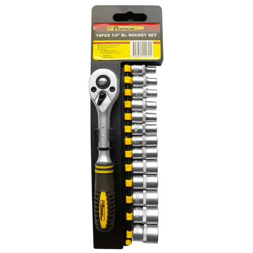 1/4" Chrome Vanadium Steel Drive Socket Set, 14 Pieces - 1