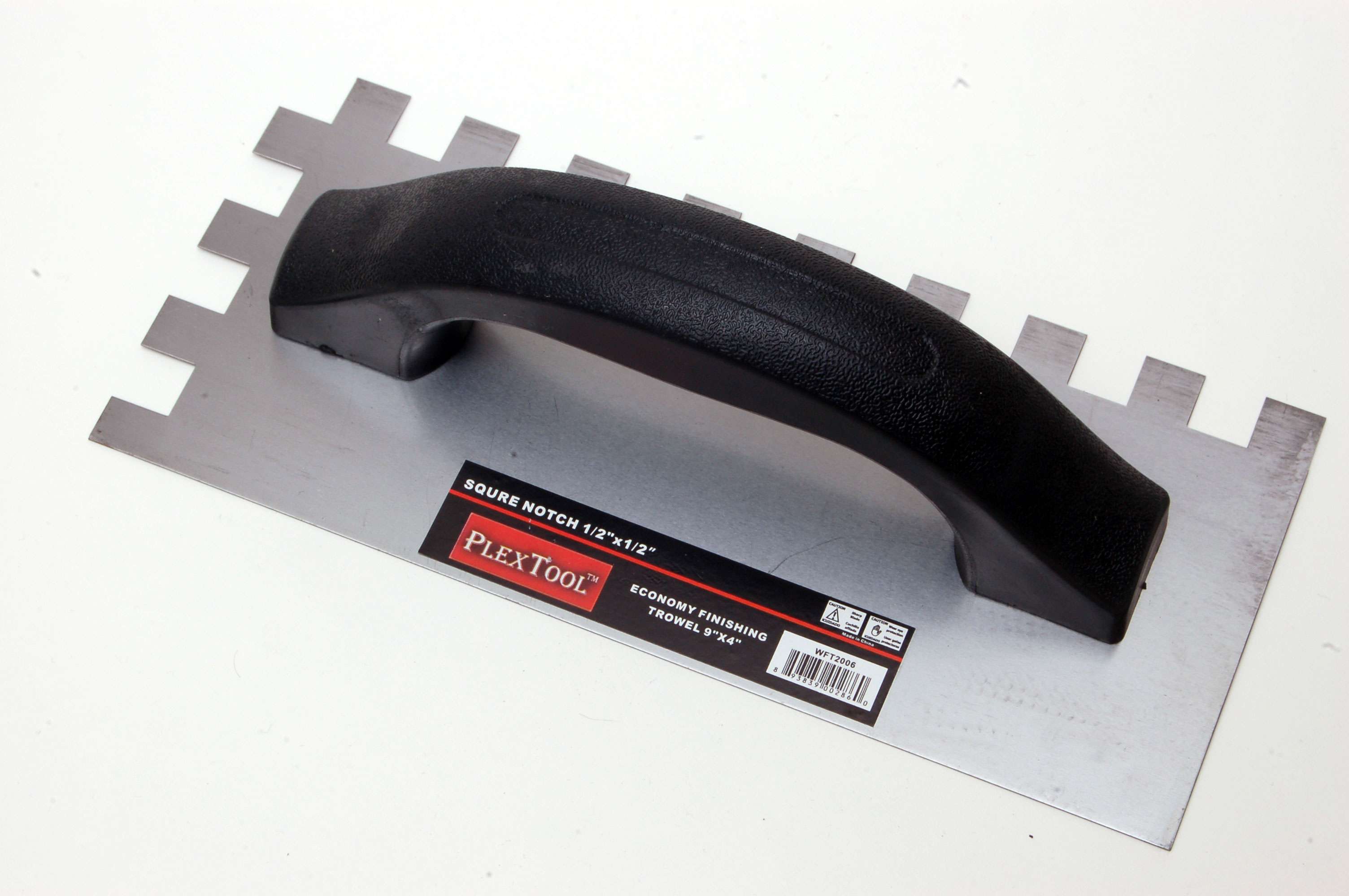 9" x 4" Economy Finishing Notched Trowel, Square Notch 1/2" x 1/2"