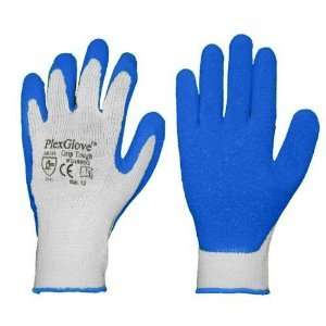 Size 10 Large Gray Cotton Work Gloves with Blue Latex Textured Dip Palm, 144 Pairs/Case - 1