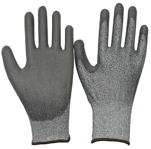 Gray Cut Resistant Work Gloves with Coated Palm and CE Level 5 Protection, 12 Pairs - 1