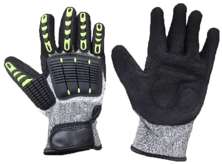 Black & Green Heavy Duty Biker Gloves, 12 Pairs/Box - 1