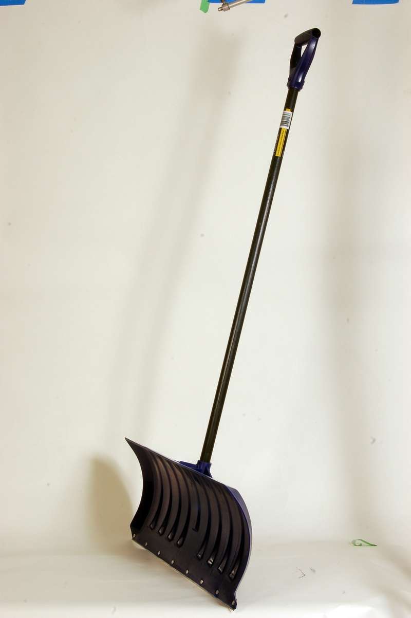 26" x 11" Navy Blue Poly Snow Push Shovel with 58" Length, 6/Case - 5