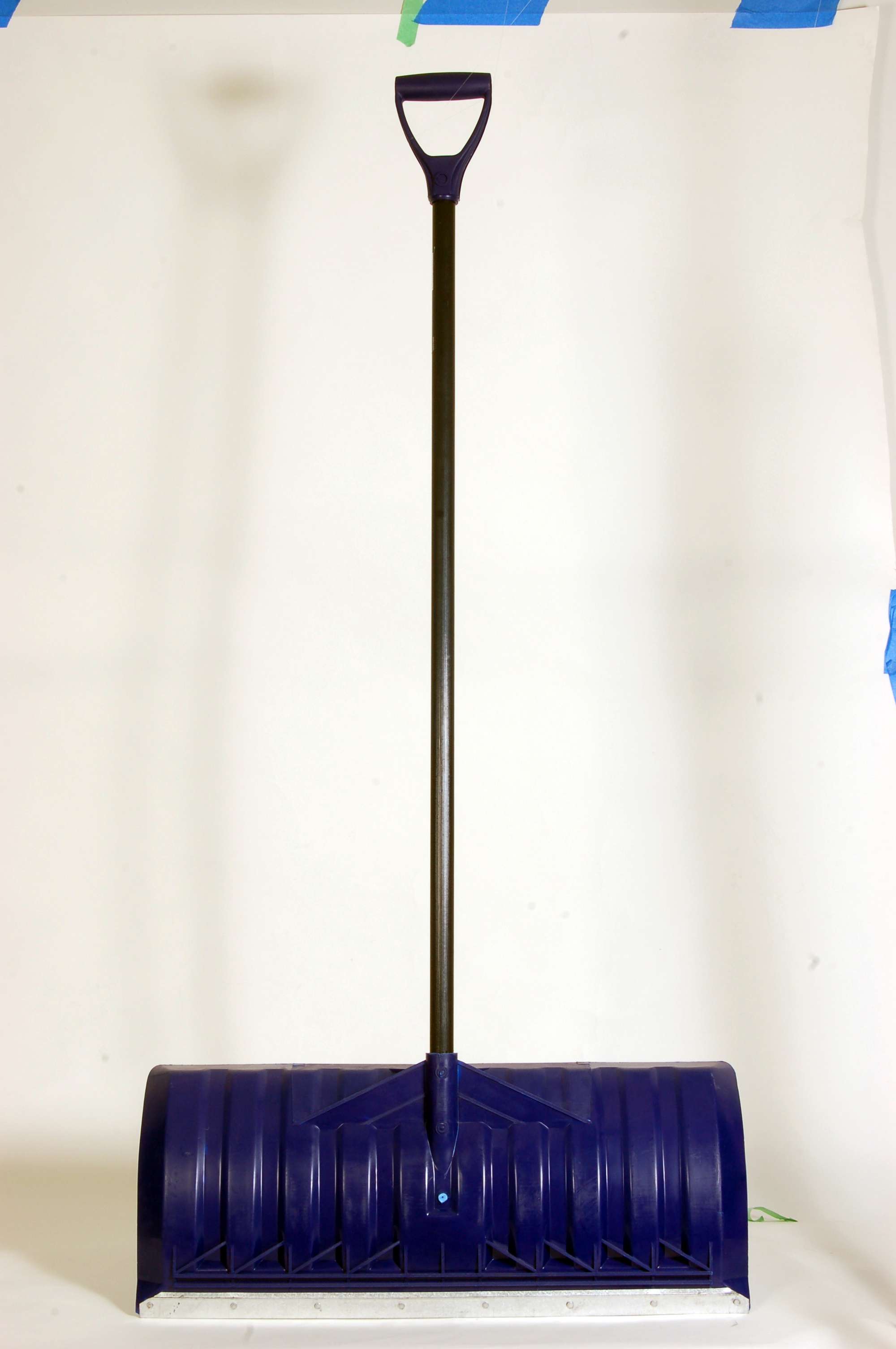 26" x 11" Navy Blue Poly Snow Push Shovel with 58" Length, 6/Case - 1