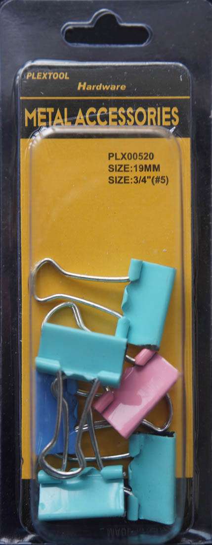 3/4" Assorted Colors Binder Clips, 6/Pack - 1