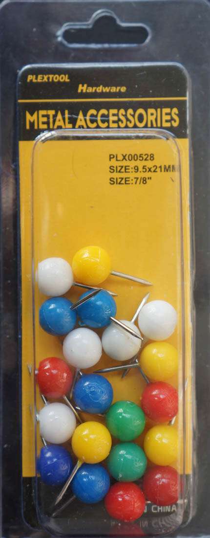 7/8" Round Shape Push Pins, 20/Pack - 1