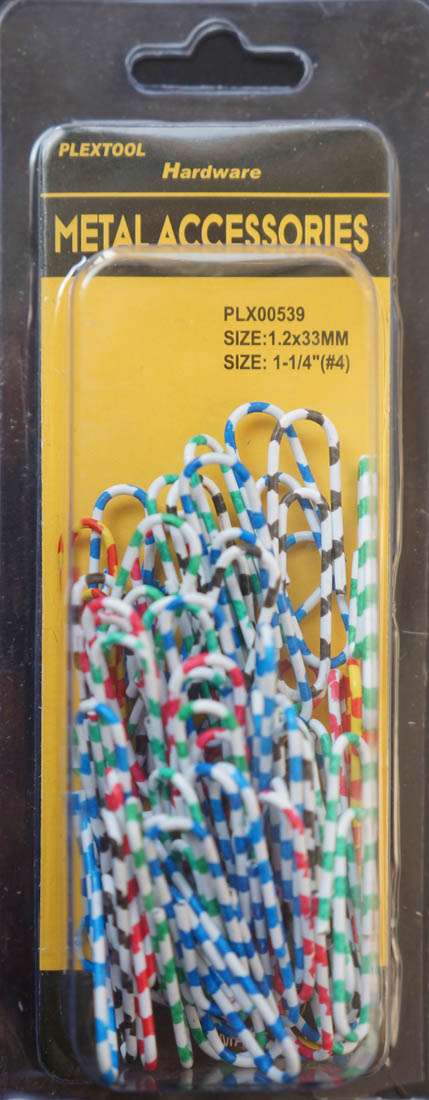 1-1/4"(#4) Assorted Colors Striped Paper Clips, 50/Pack - 1