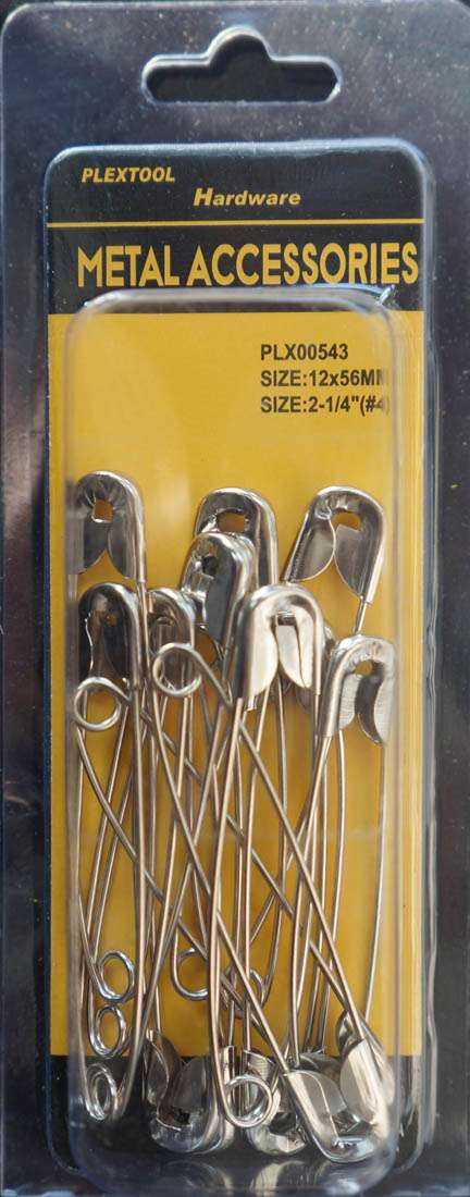 2-1/4"(#4) Silver Safety Pins, 14/Pack - 1