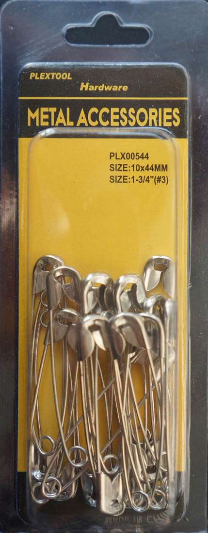 1-3/4"(#3) Silver Safety Pins, 22/Pack - 1